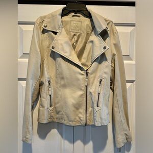 Max Studio Women's Ivory Faux Leather Moto Jacket L NWT